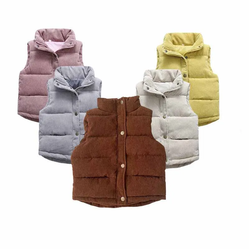 

Girls Warm Undershirt Boys Toddler Children Corduroy Thickened Vest Autumn Winter New Kids Cute Casual Fashion Outerwear 3-10Y