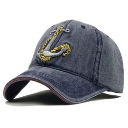 Haftowana czapka z daszkiem Denim Wash Cloth Anchor Adult Unisex Casual Baseball Cap Outdoor Sunscreen Cap кепка мужская летняя