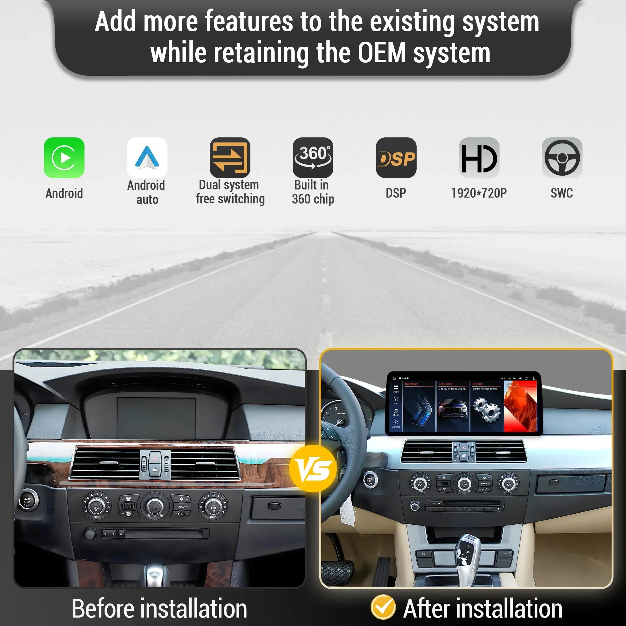 12.3 inch For BMW 3 series E90 E91 E92 E93 2007-2012 Left Hand Drive Android 14 Car Radio Wireless Carplay Snapdragon 680 Screen