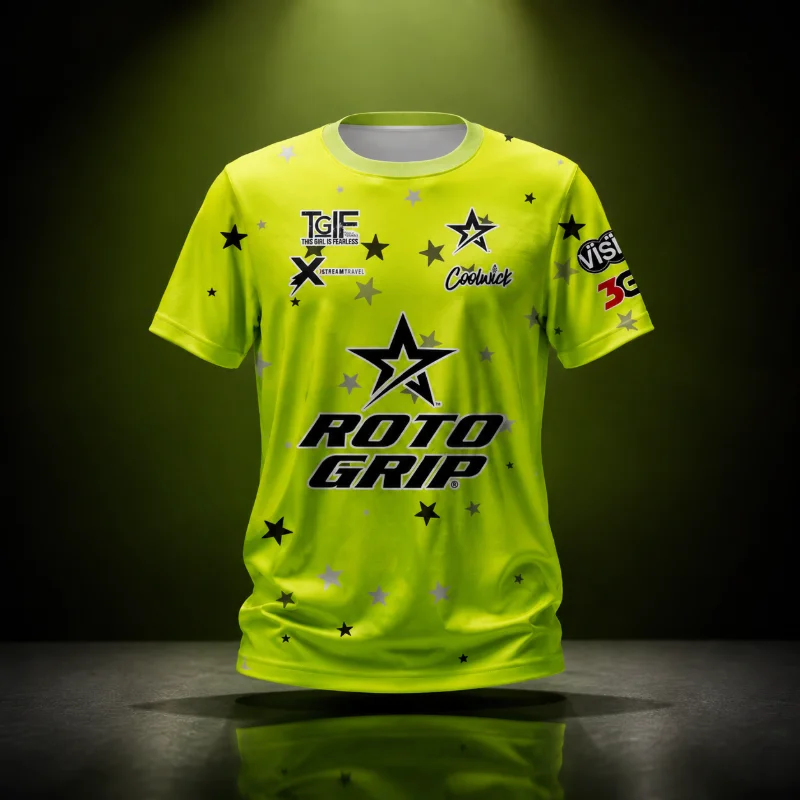 New 3D Gradient Star Shaped Fully Printed Bowling Shirt Short Sleeved Sports T-shirt Comfortable Quick Drying Casual Street Top