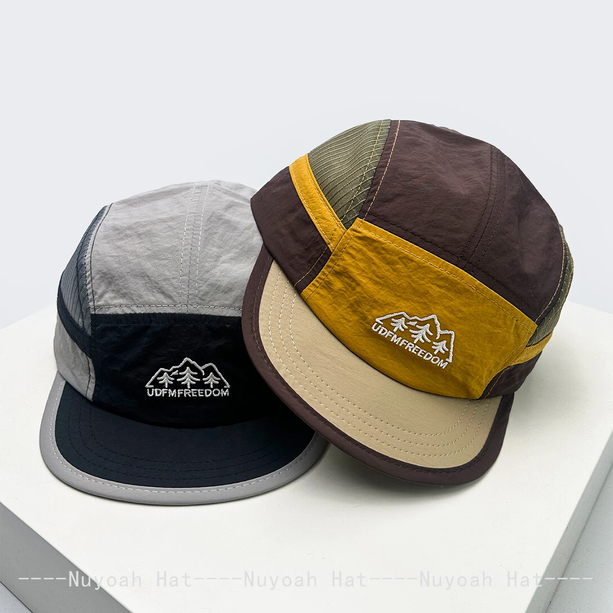 New Unisex Color Block Embroidered Letters Trees Solid Baseball Hats Sunshade Quick-dry Versatile Outdoor Peaked Caps Casual Ins