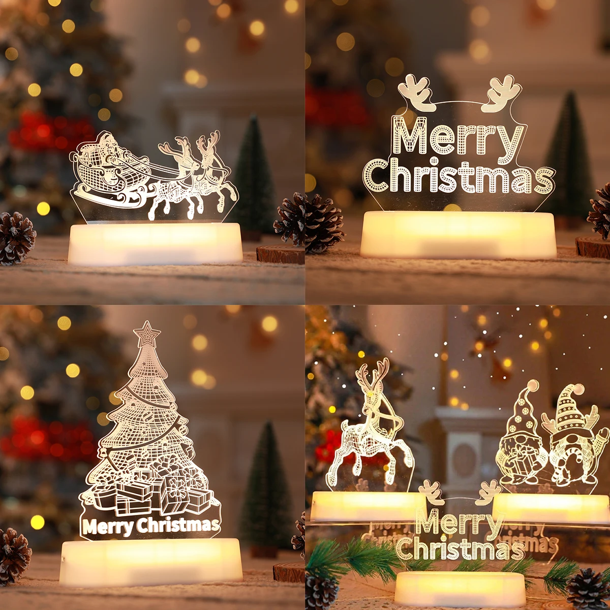 Christmas Ornaments Lights LED Fairy Lights Christmas Decorations for Home 2024 Xmas Ornaments Navidad Noel Gifts New Year 2025