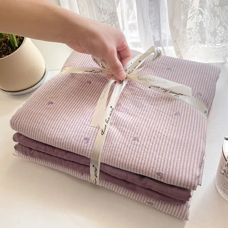 Korean Style Bedding Sets 2025 New Twin Full Queen Size Bed Sheet Set Love Heart Duvet Cover Set Pillowcase Bed Linen No Filler