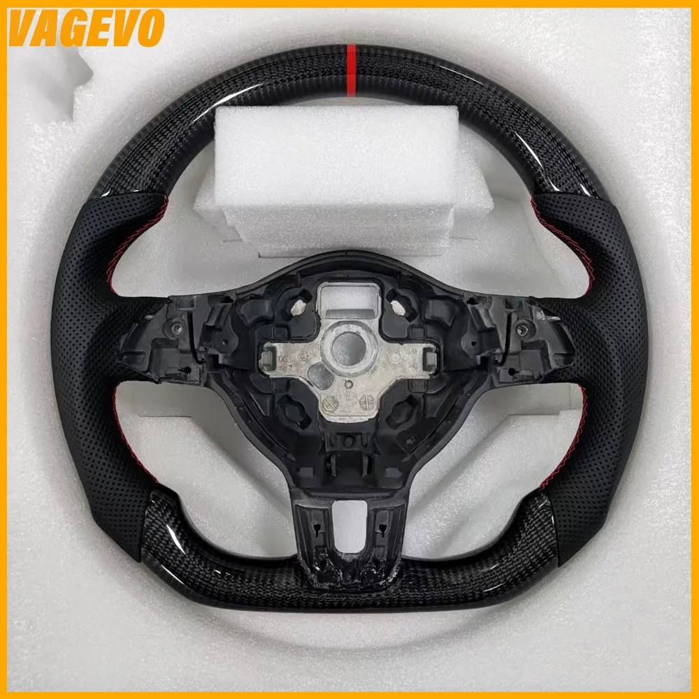 Carbon fiber leather sports steering wheel for Golf 6 GTI GTD R 2009-2013 Polo GTI Tiguan Passat R-Line, Car Accessories