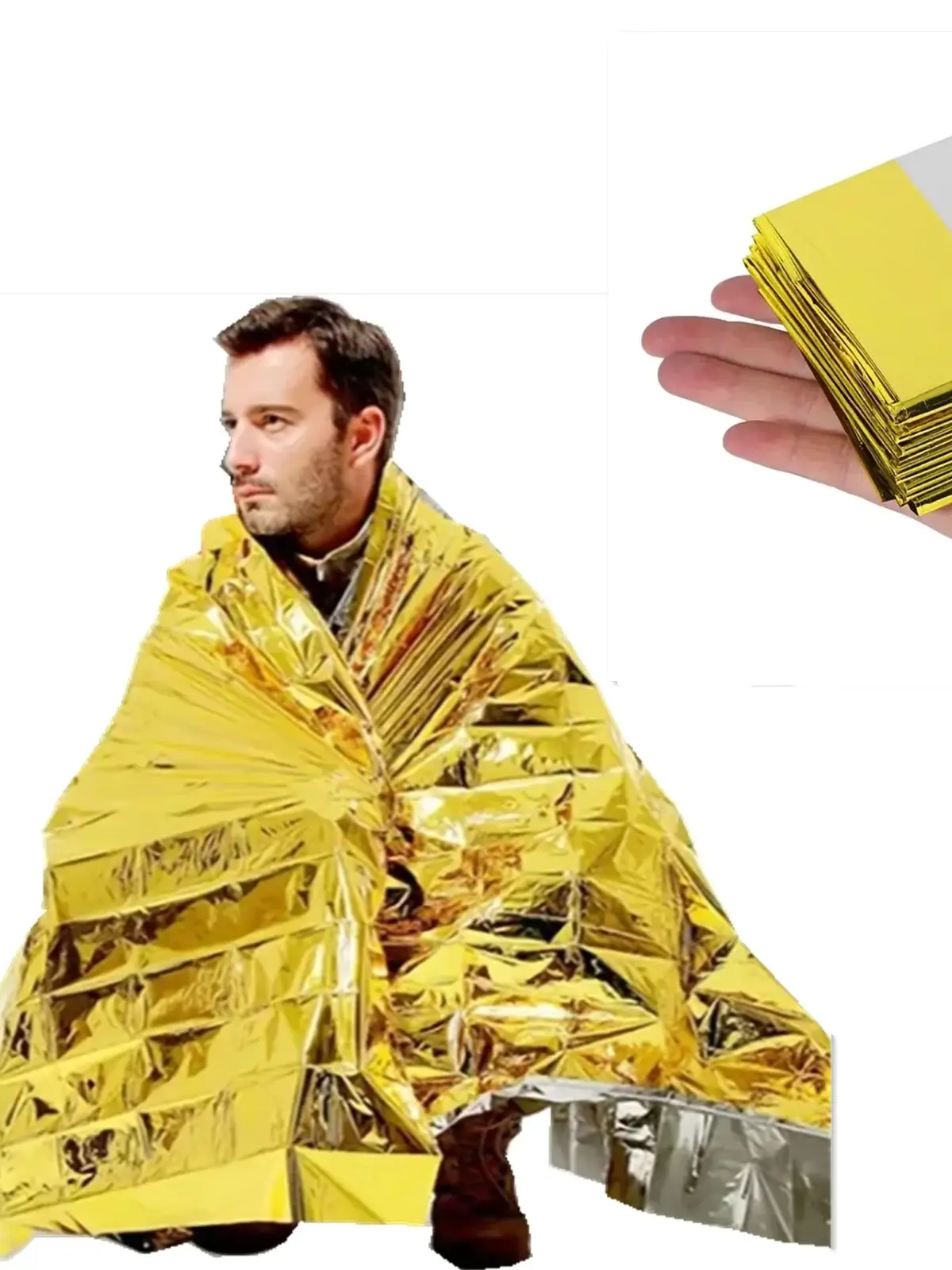 160*210cm Nooddeken Waterdicht Warm Houden Deken Camping Survival Tool Levensreddende EHBO Isolatie Gereedschap Goud