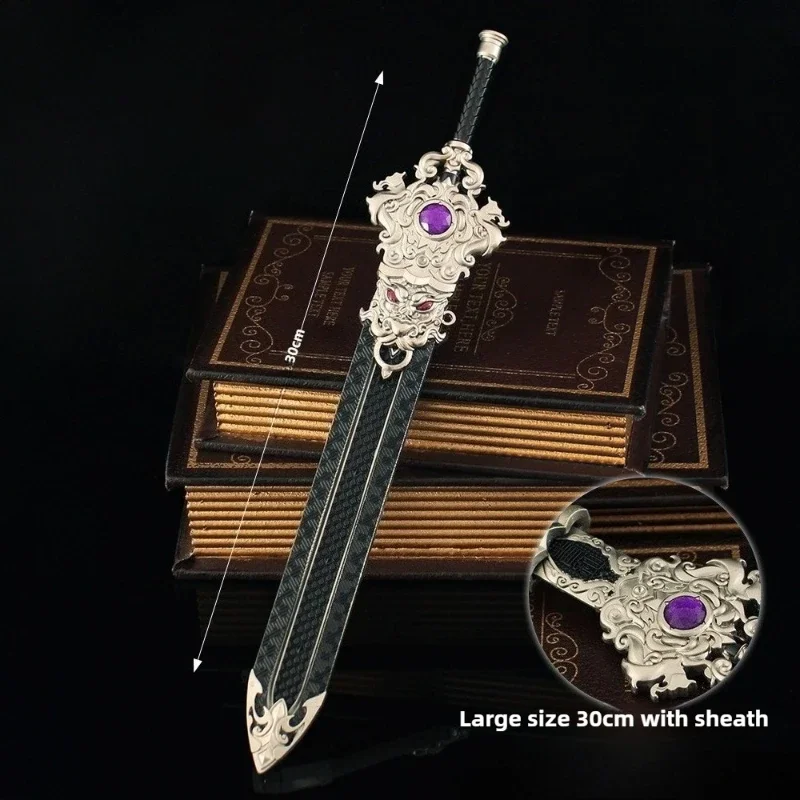 30cm/11.81in três reinos qingang espada com bainha escondido pavilhão do soldado periféricos de jogo armas chinesas antigas brinquedos