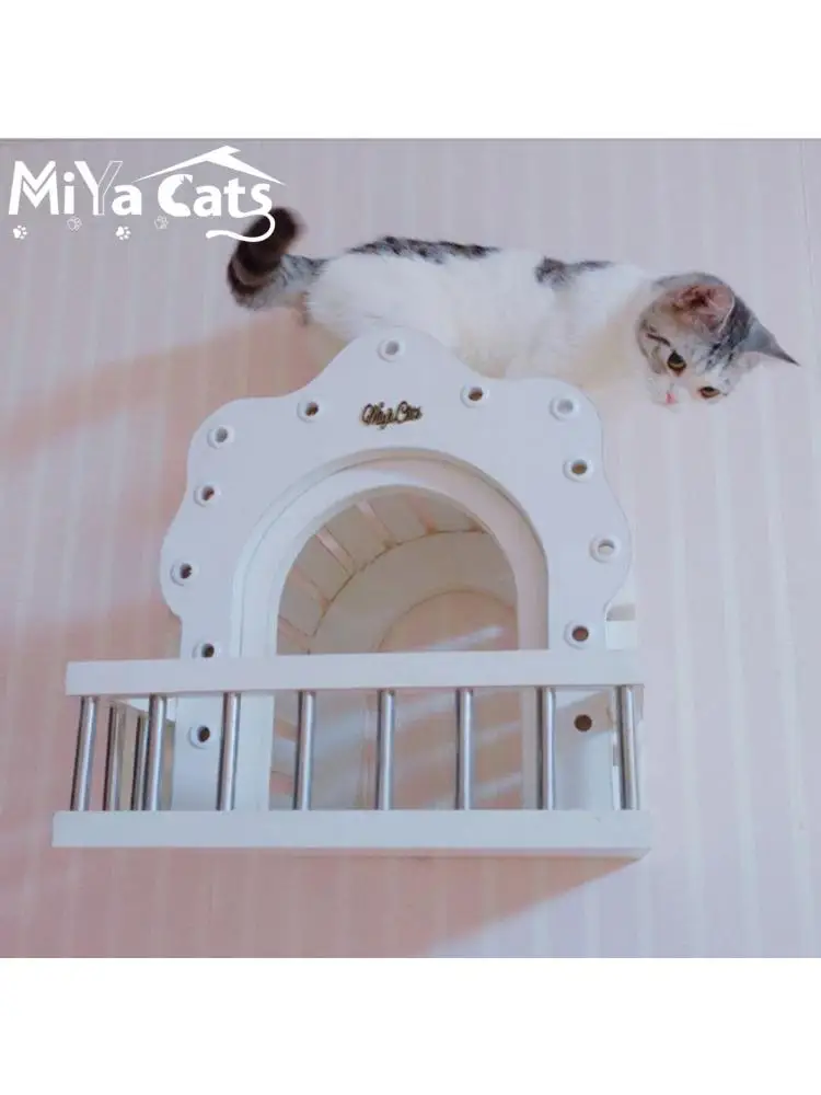 Wall-Mounted Cat Climbing Frame, Solid Wood, Comfortable Cat Litter, Hanging Toy