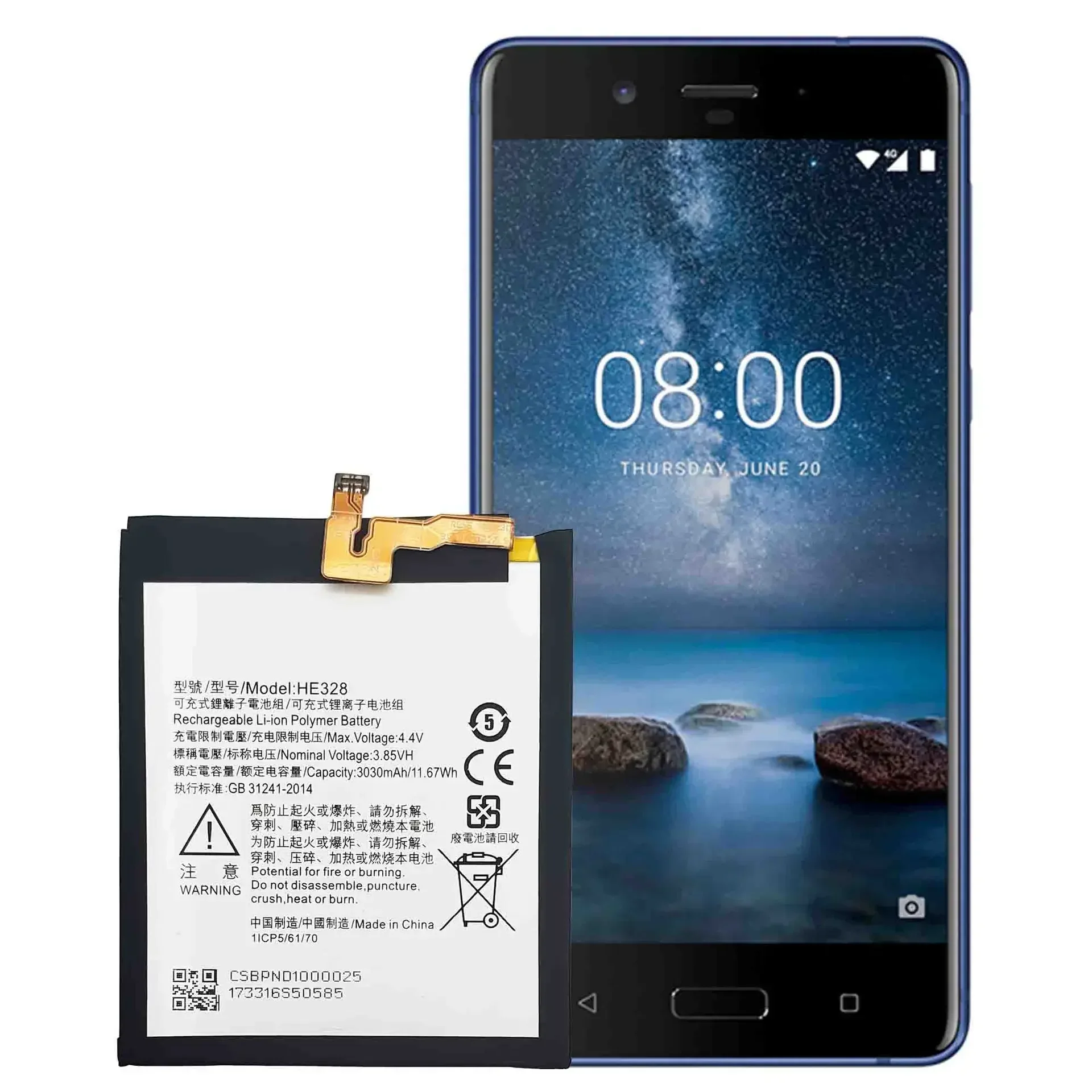 

HE328 New High Quality 3030mAh Battery For Nokia 8 TA-1004 TA-1052 TA-1012 High Quality Mobile Phone Batteries + Free Tools