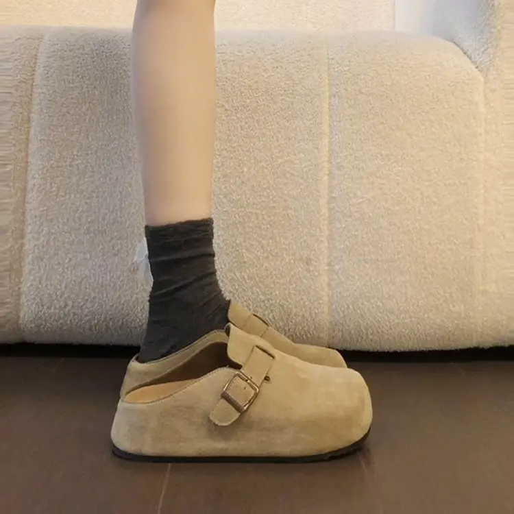 

Height increasing Boken shoes for women in spring 2025 new style of half slippers with toe caps for women's shoes