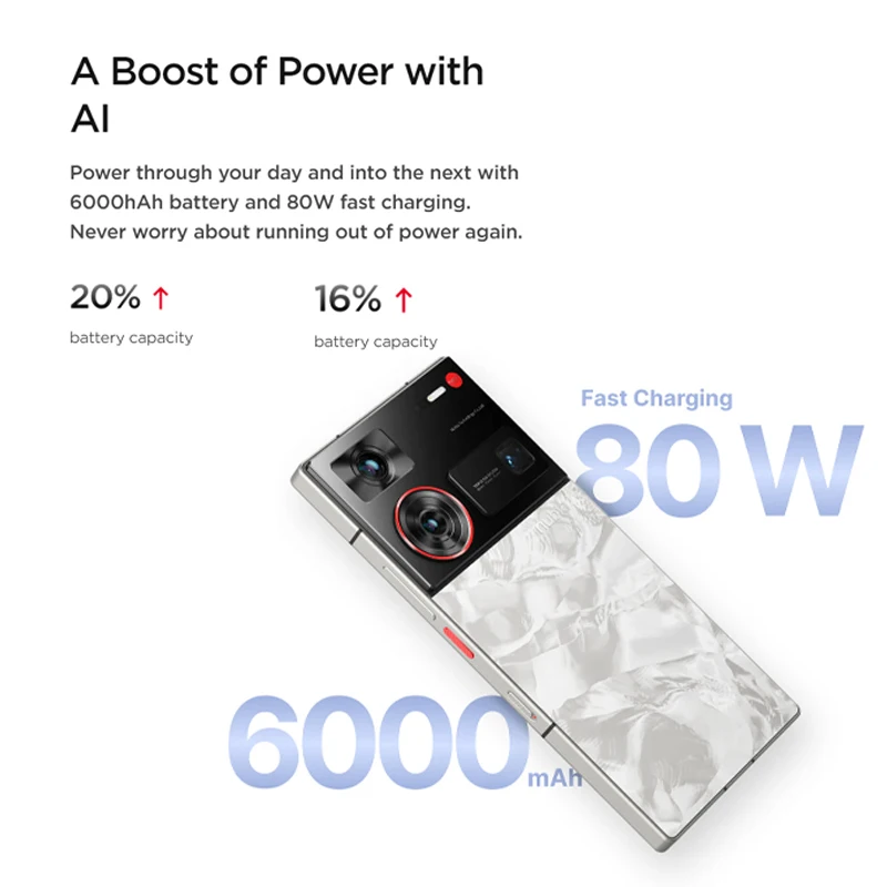 Nubia-Smartphone Z60 Ultra, version globale, 6.8 pouces, 5G, Snapdragon 8, Gen3, NDavid, 6000mAh, batterie à charge rapide 80W, NX721J