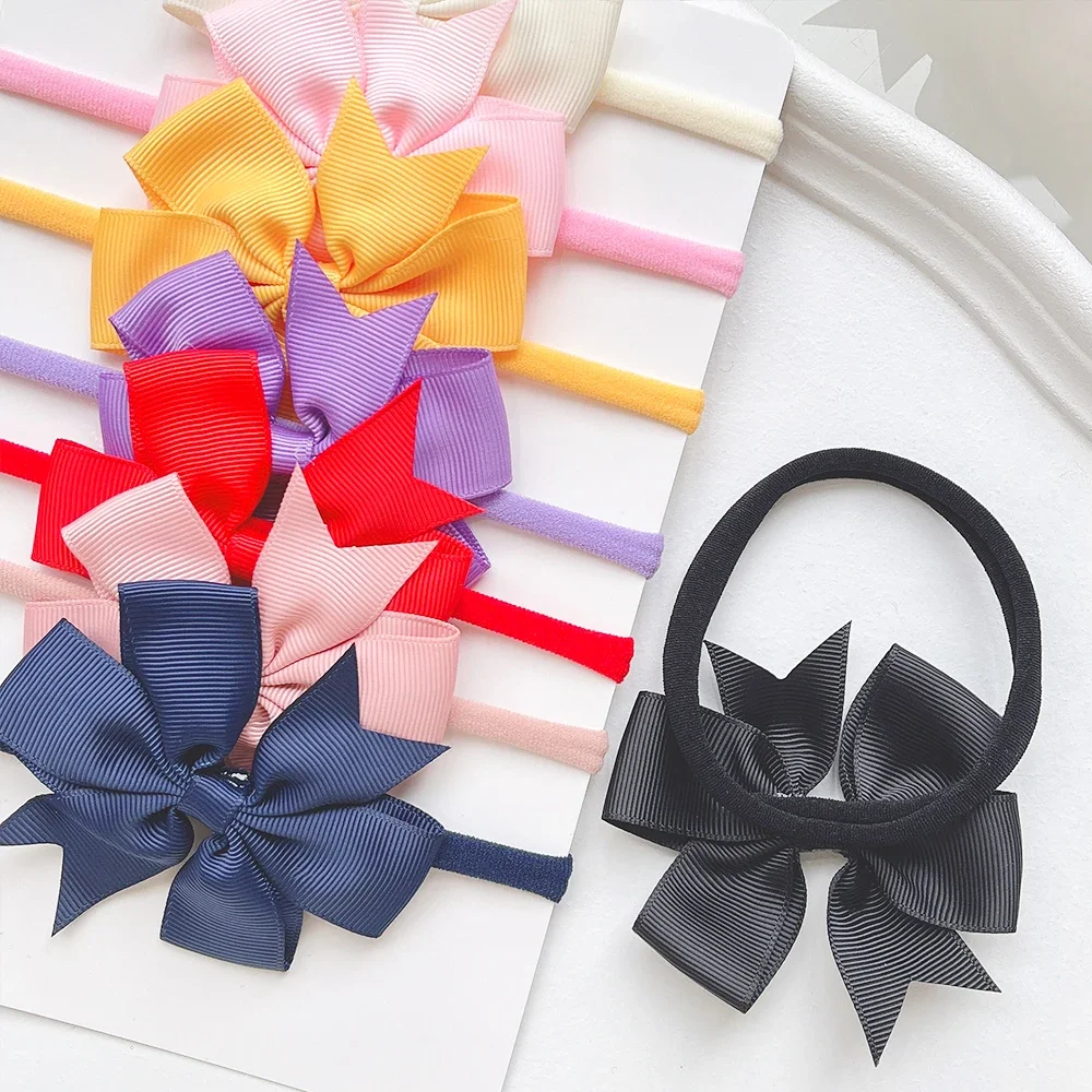 

8Pcs Cute Ribbon Bowknot Elastic Hair Band for Baby Newborn Infant Hairrope Turban Nylon Headband Headwear Hair Accessories