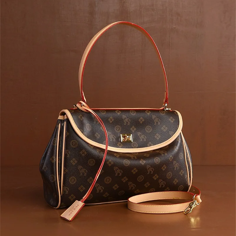 

Винтажная повседневная элегантная женская сумка из высококачественной кожи, классическая модная дамская сумка-тоут, сумка через плечо для ежедневного использования.