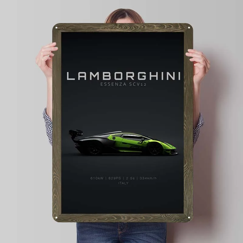 Lamborghini Essenza SCV12 Tinplate Sign Cars Poster Man Cave Custom Metal Signs for Garage Wall Art Decoration Retro New Decor