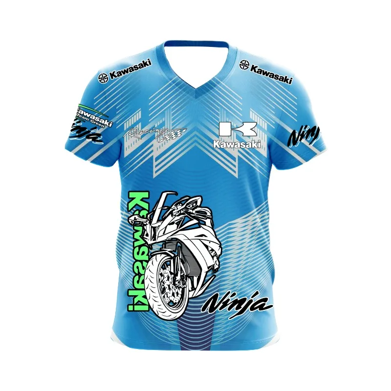 Лето 2025 г., мотоциклетная спортивная футболка Kawasaki с логотипом команды мотоцикла, уличная футболка для соревнований по бездорожью, мужская футболка для гонок на мотоциклах