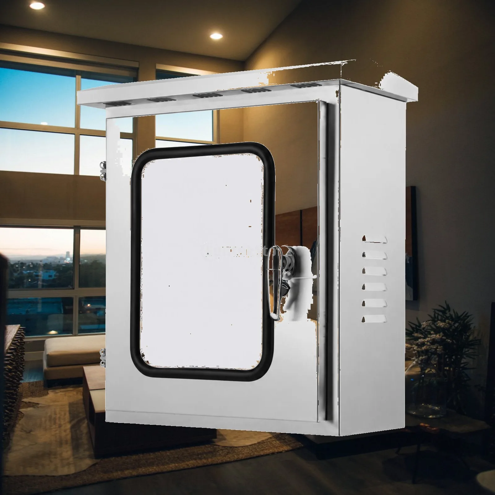 Outdoor Electrical Distribution Cabinet 201 Stainless Steel Enclosure Box with Rain Hood Ventilation for Light Commercial Power