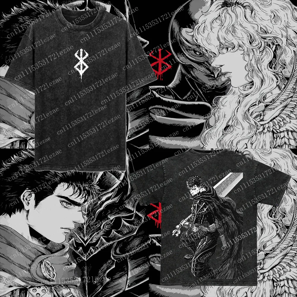 Retro Heavy Limited Guts X Berserk Beast Of Darkness Anime Clothing Double Printed Vintage Unisex Oversize Anime Manga Merch