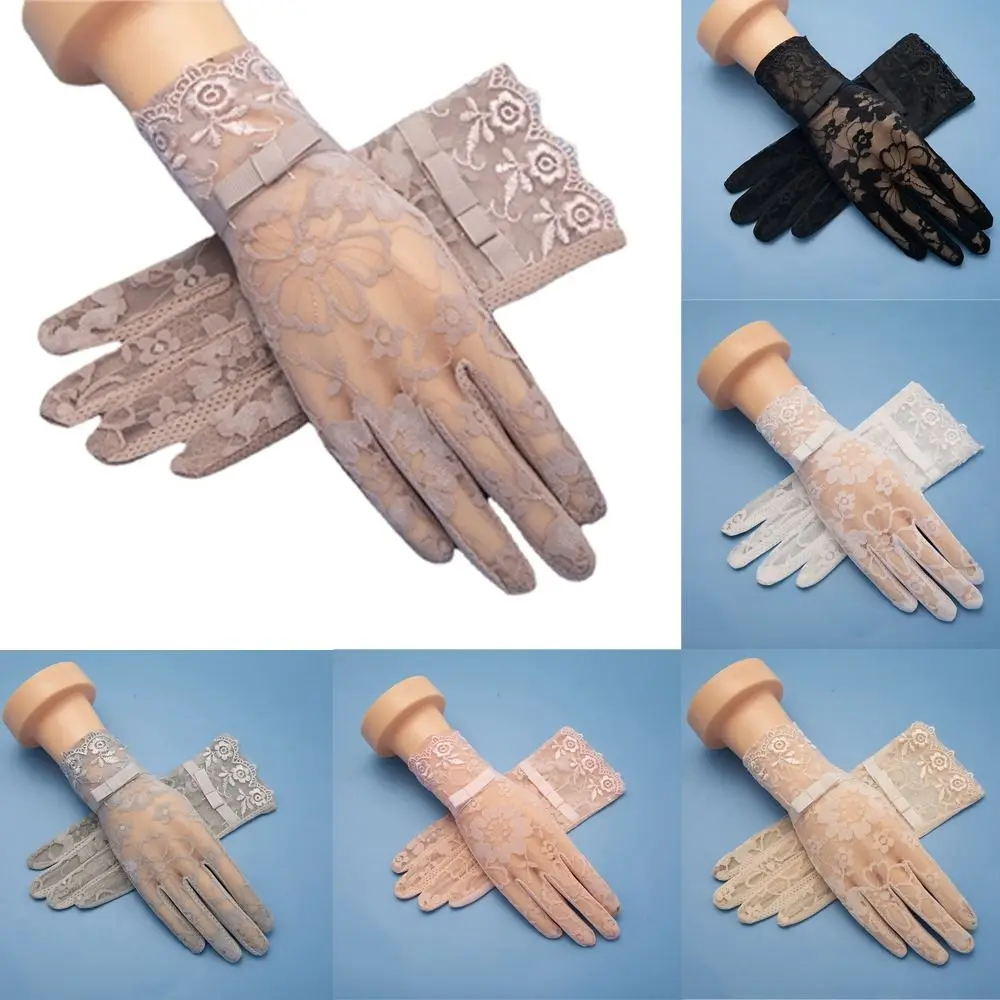 Fashion Anti-UV Women Gloves Touch Screen Thin Lace Mittens Non Slip Breathable Sunscreen Gloves Outdoor Riding