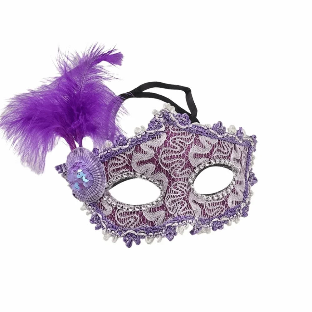 Novelty Multicolor Half-Face Mask Lace Seductive Style Masquerade Ball Mask Cosplay Masquerade Feather Mask Costume Party