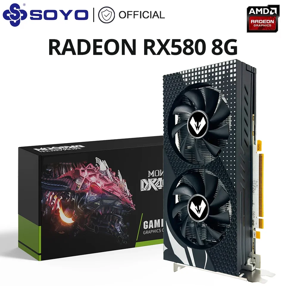 SOYO RX580 8GB 新品未使用 With Box Gaming GPU SOYO AMD Radeon RX580 8G Graphics Card GDDR5 Memory Video Card