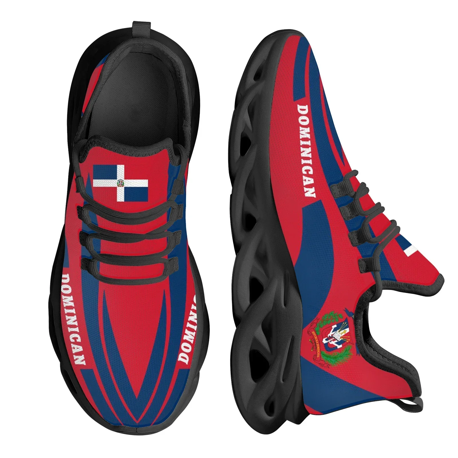 Dominican Flag National Emblem Design Lightweight Breathable Platform Shoes Knitted Blade Shoes Sneakers Zapatos Custom Made