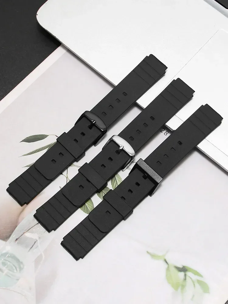 Silicone Watch Strap for Casio Small Black Watch MQ-24 MW-240 Series Black Wristband 16mm