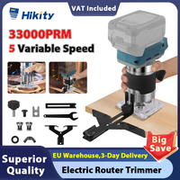Hikity 5 Speeds 33000RPM Brushless Electric Hand Trimmer Cordless Wood Router Woodworking Engraving Slotting Without Battery