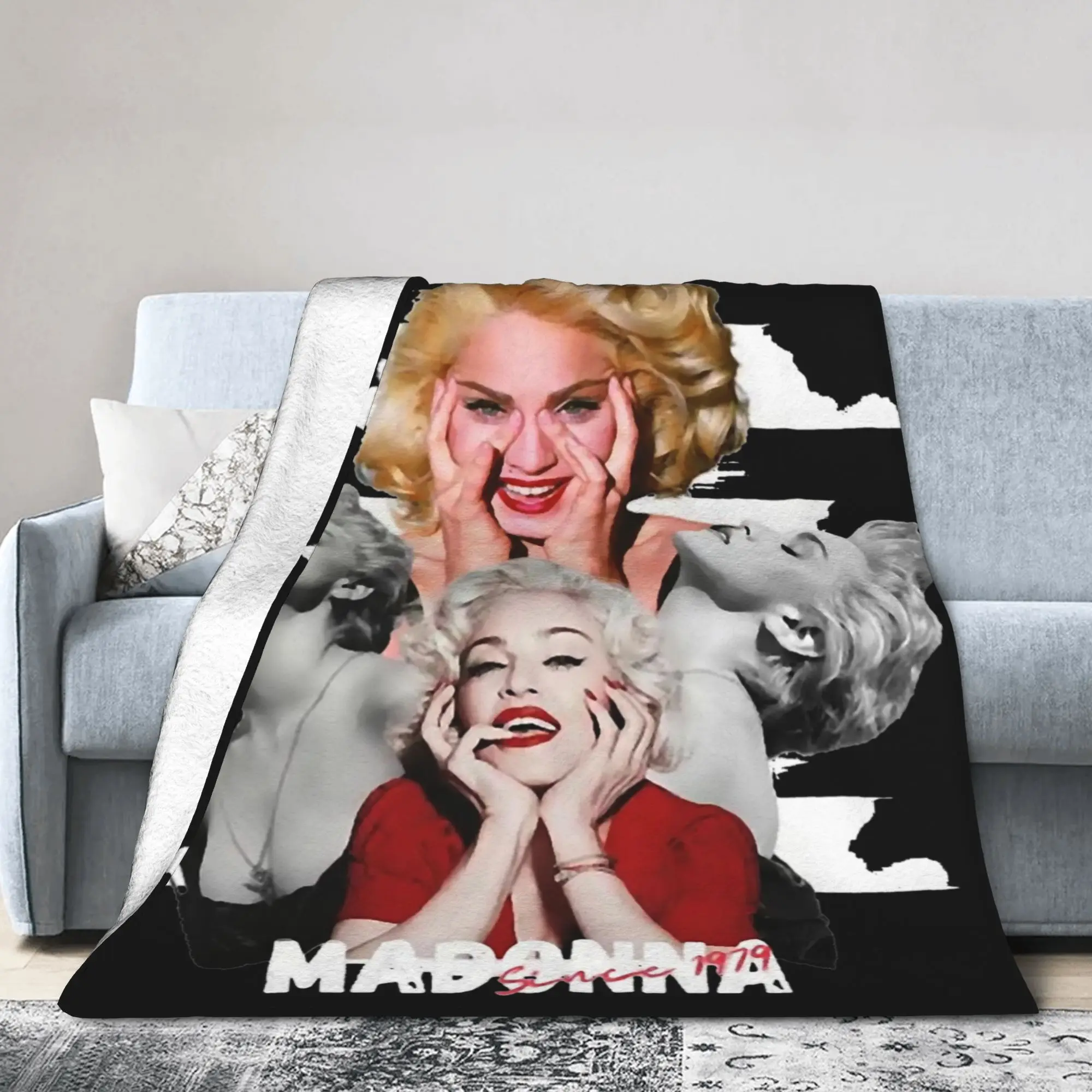Comfort Madonna Famous Singer Blanket Sofa Decorative Vintage 80s 90s Throw Blanket Lightweight Thin Fleece for Bedroom