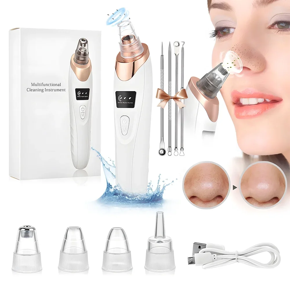 USB Recarregável Blackhead Remover, Sucção a vácuo, Facial Poro Cleaner, Ponto Comedone, Acne Pimple, Extrator De Cabeça Preta, Ferramentas de Cuidado