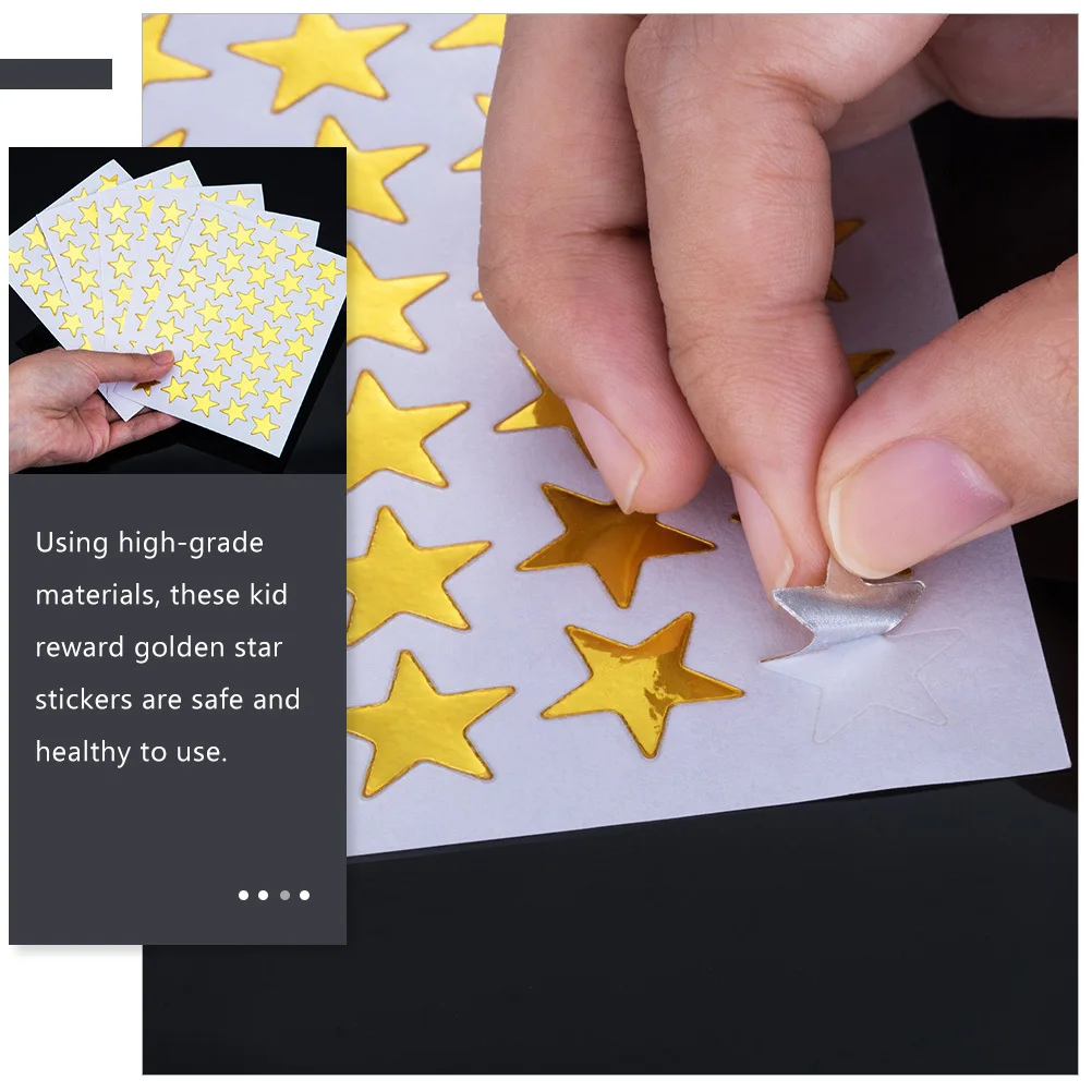 

1Set Five-Pointed Star Stickers for Children Golden Reward Stickers Kids School Party Art Craft Decoration Removable Design