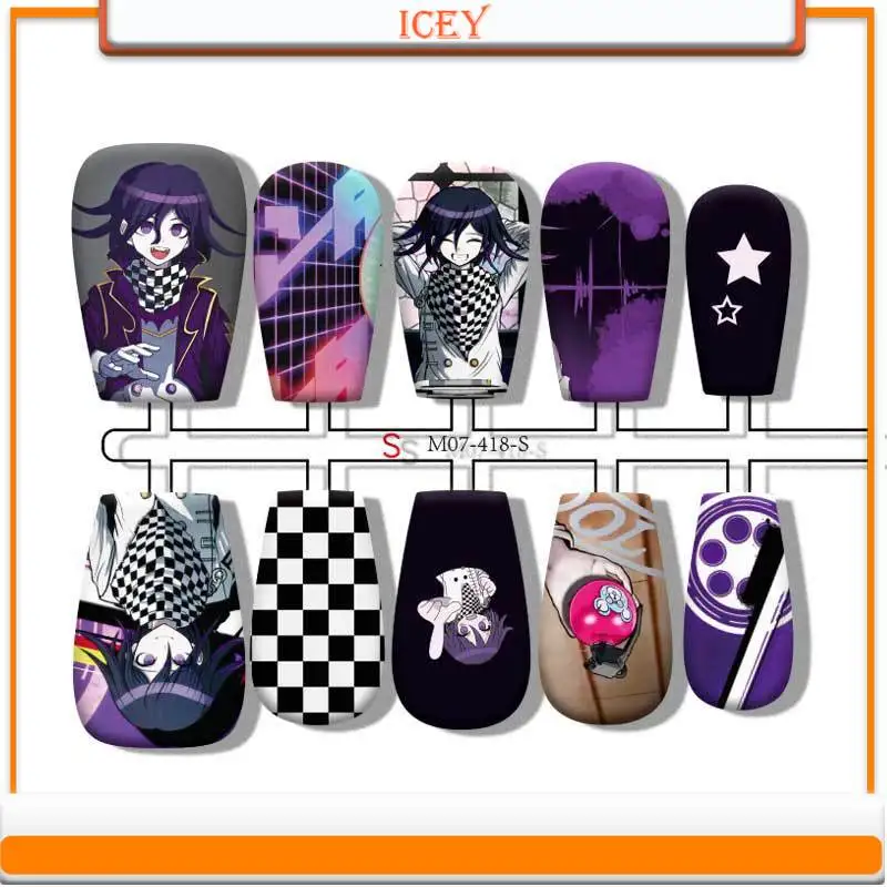 

Icey Beauty Wearing Armour Press on Nails Anime Animation Painless Nail Band Seal and Code Divided Nail Piece