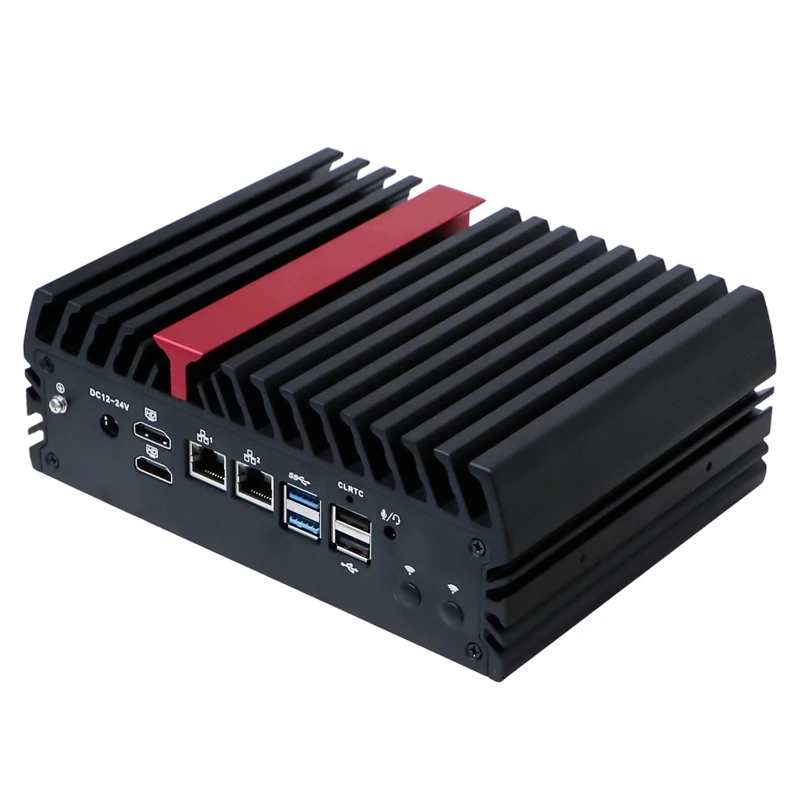 Partaker Fanless Mini PC AMD Ryzen R2314 6 x COM 2 x HDMI2.0 Dual Lan Wide Voltage 12V-24V Embedded PC for AGV AMR