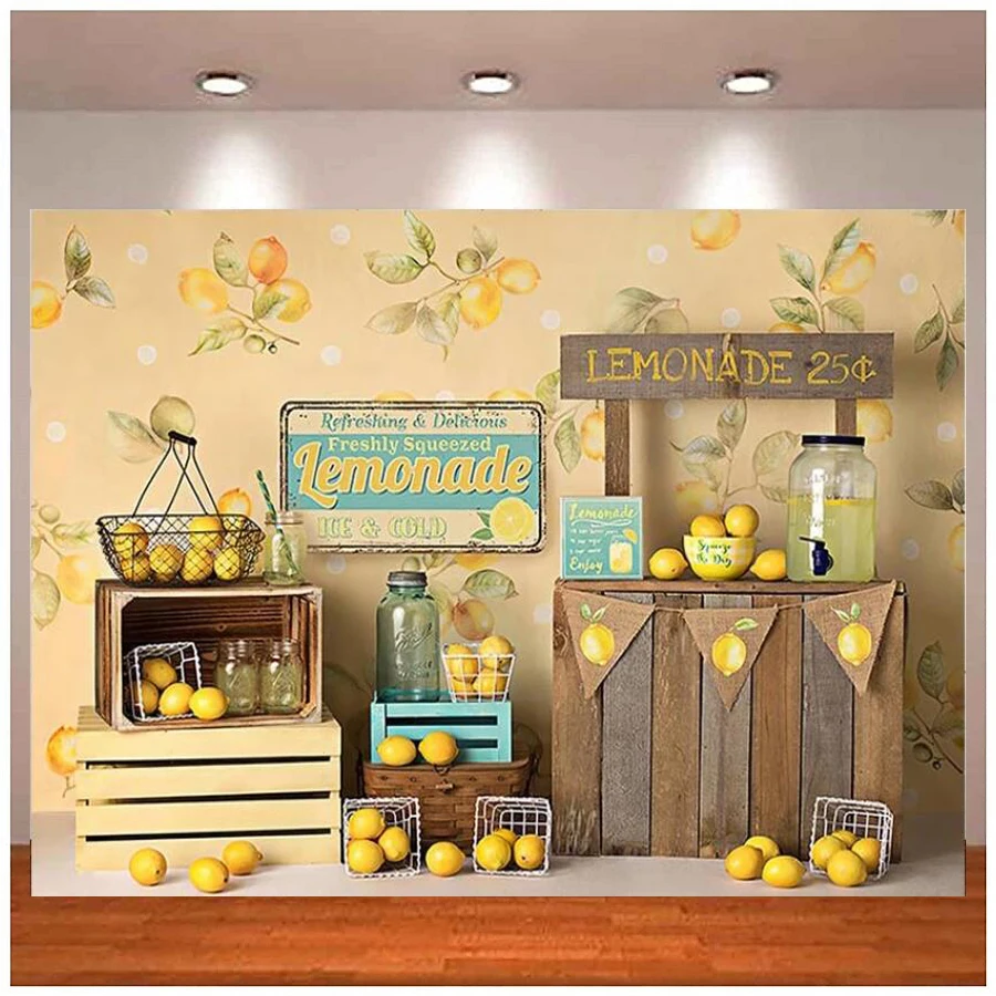 

Photography Backdrop Lemon Fruit Newborn Birthday Party Baby Background Banner Poster Photophone Video Call Photo Studio