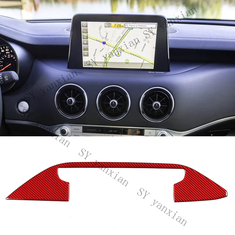 SY+ Red Carbon Fiber Center Console Navigation GvPS Panel Trim For Kia Stinger 19-23