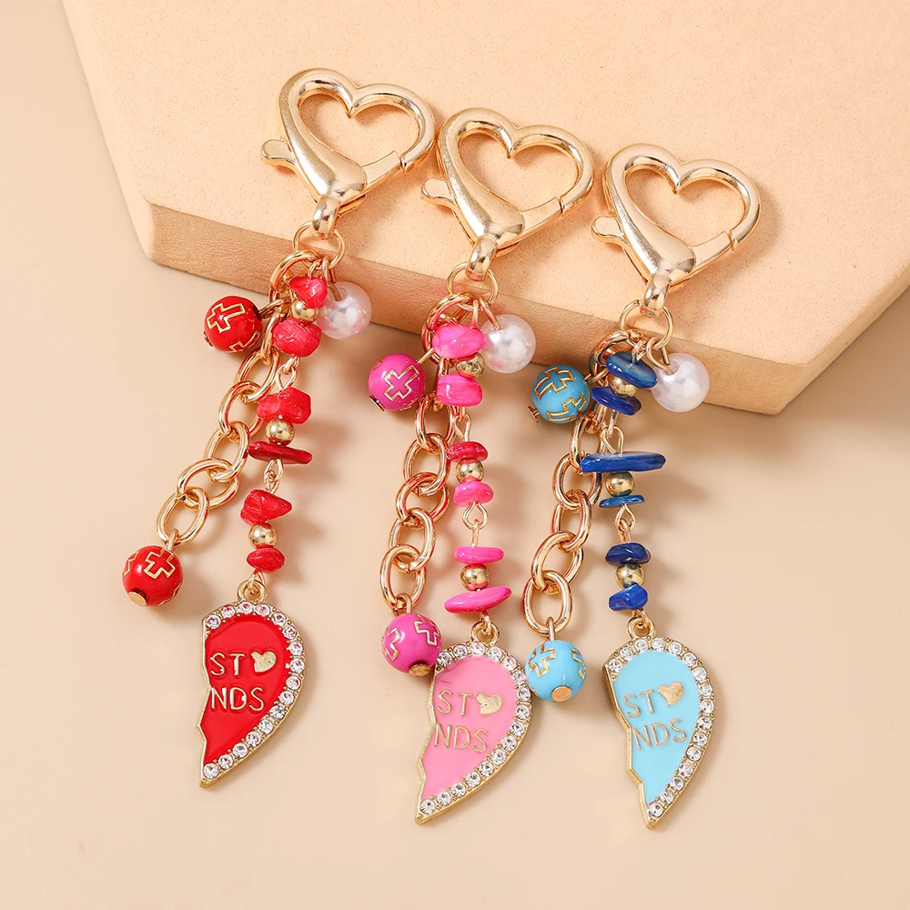 Aihua Niedlicher Kristallherz-Schlüsselanhänger für Beste Freundinnen, Frauen und Mädchen, BFF-Schlüsselring-Anhänger zur Handtaschendekoration, DIY Handgemachter Schmuck Geschenk – Detail 2