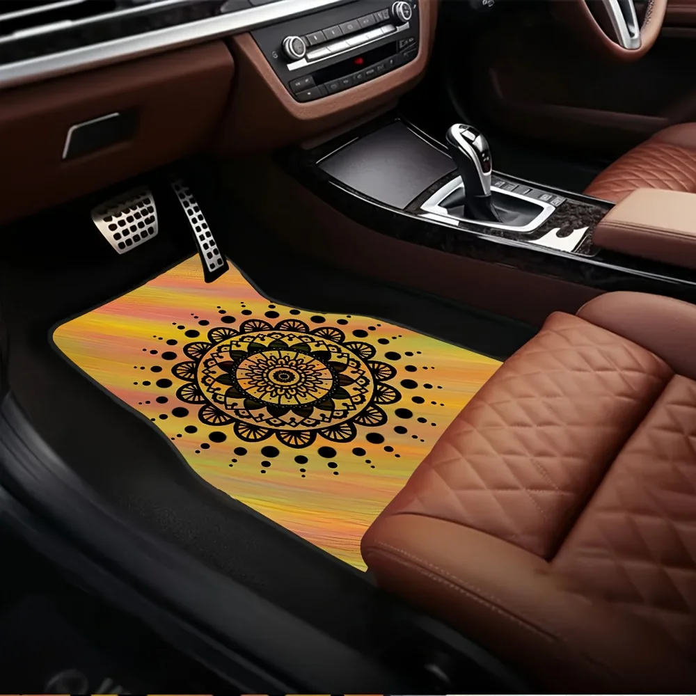 

4pcs Exquisite Mandala Pattern Car Floor Mats, Front And Rear Floor Mats, Universal Decoration For Cars And SUVs, The Best Gift