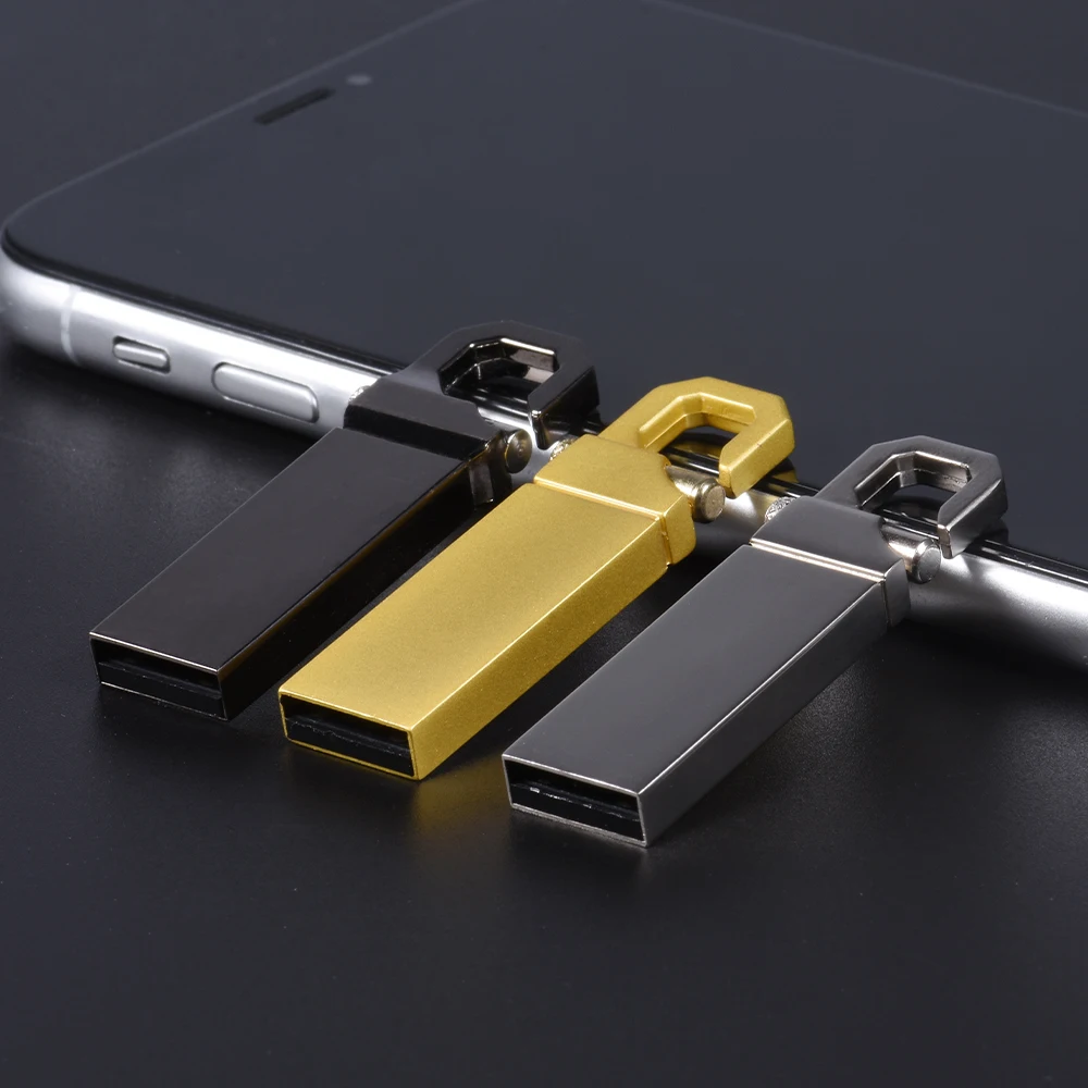 Metal USB 2.0 Flash Drive Real Capacity Pen Drive Silver Por