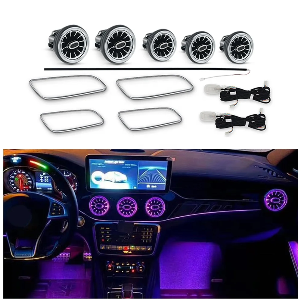 W117 W156 Front Air Outlet and 12 Colors Ambient Light Air Vents Atmosphere Light for Mercedes W176