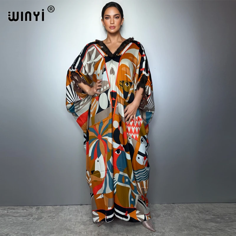 

Модная одежда для мусульманок WINYI: кафтаны, платья для вечеринок, свободные праздничные абайи, роскошные кафтаны из Дубая для женщин Ближнего Востока.