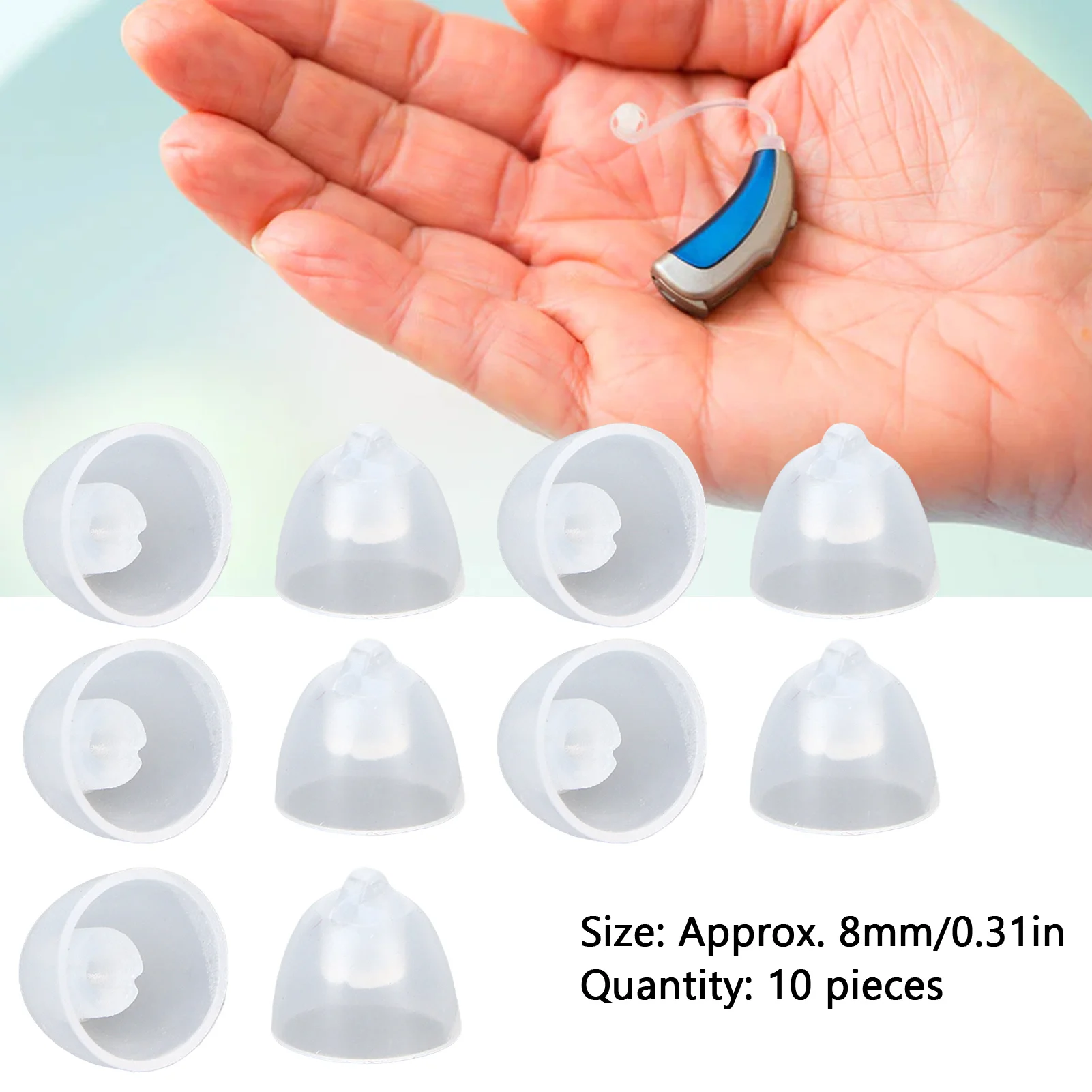 10Pcs/Pack Hearing Aid Domes 8mm Open Single Layer Washable Antistatic Bass Dome for Replacement Hearing Aid Supplies