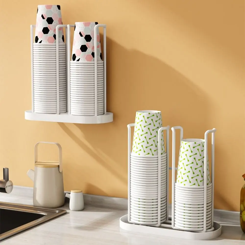 Household Paper Cup Storage Holder Rust-Proof Iron Paper Cup Holder Compact Durable Disposables Cups Picker Kitchen Organizer