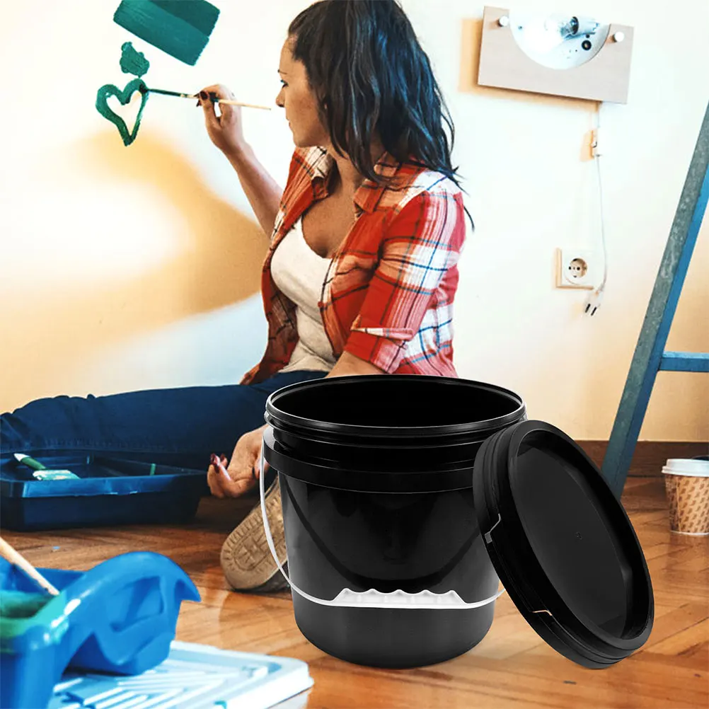 Seau en plastique scellé de qualité alimentaire avec poignée, couvercle anti-déversement à large bouche, conteneur de stockage de peinture pour usage intérieur et extérieur