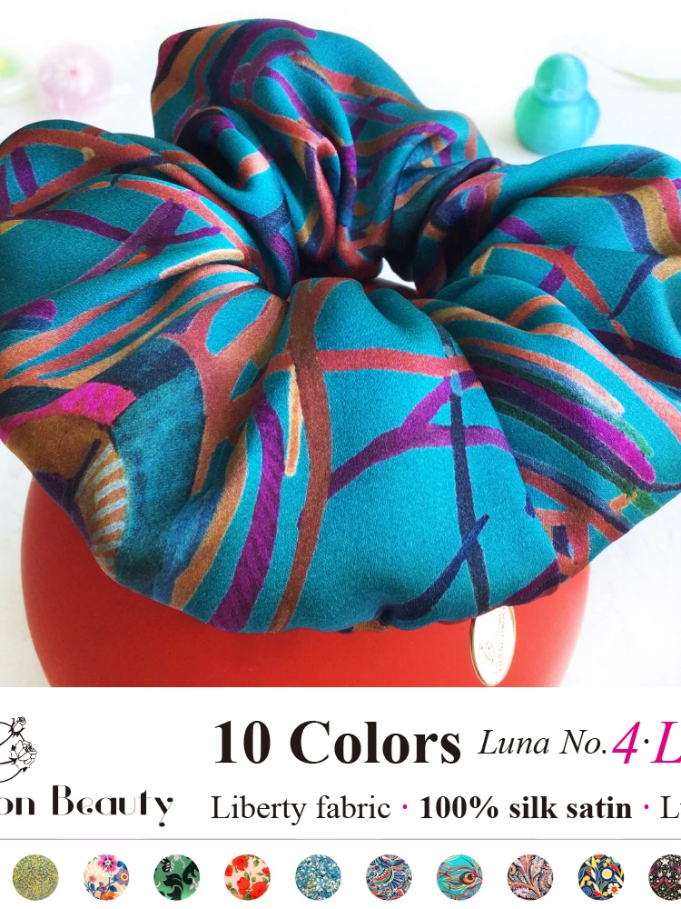 luna4-月の女神-大型高級シルクヘアタイ-ハイエンドカスタムヘアアクセサリー-ヴィンテージフローラルラウンド弾性ヘアバンド