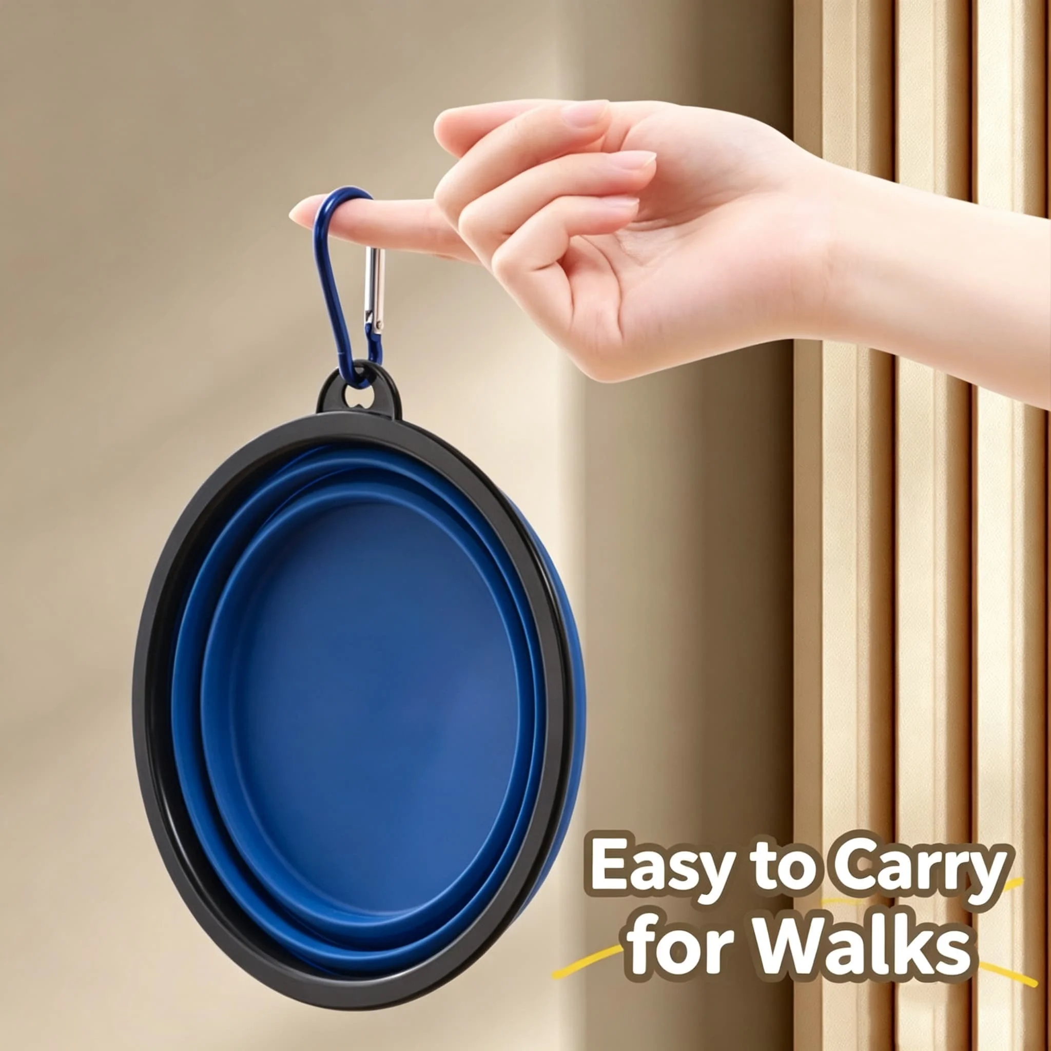 Outdoor Travel Collapsible Silicone Dog Bowl Portable Foldable Pet Water Feeding Dish With Carabiner Hook For Hiking Walking