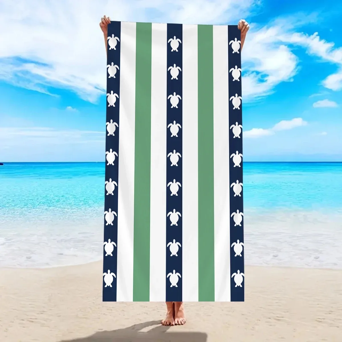 

Sea Turtle Pattern Beach Towel 2D Flat Printed Peach Skin Microfiber Quick Dry Large Bath Towel Swimming Pool Summer Vacation