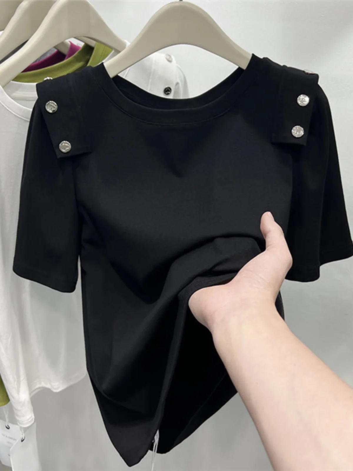 

plus Size Women's T-irt Loose Fit ort Sve round Ne Color Summer New Sle Slimming Spiral Pattern Top