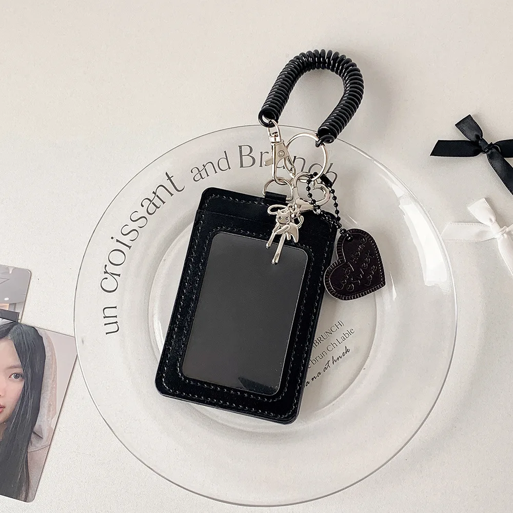 Black Dust-Proof Photo Holder Student Kpop Photo Card Holder Campus Card Holder Pendant Keychain INS Korean Version Cute