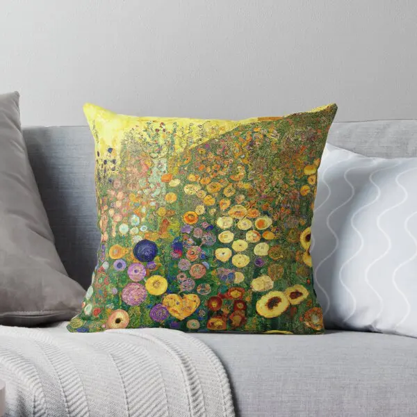 Klimt Flower Garden  Printing Throw Pillow Cover Decor Office Cushion Car Waist Hotel Wedding Pillows not include One Side