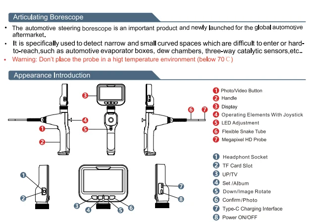 VIKTEC Car Universal High Definition Endoscope With Phone Holder (VT18846C)