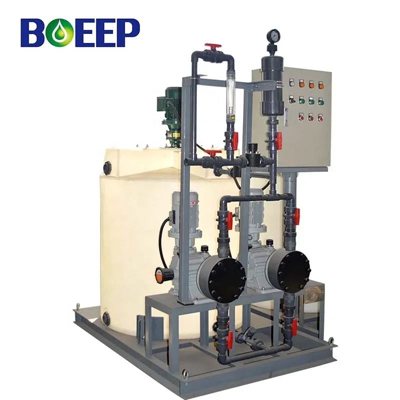 auto chlorination dosing machine alum acid floc tank flocculation dosing system for water treatment plant process