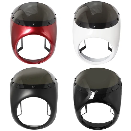 Imagen 2 del producto Parabrisas de carenado de faro delantero rojo/blanco para motocicleta, parabrisas Universal de 7 pulgadas/16,5 ~ 18cm para Cafe Racer Honda